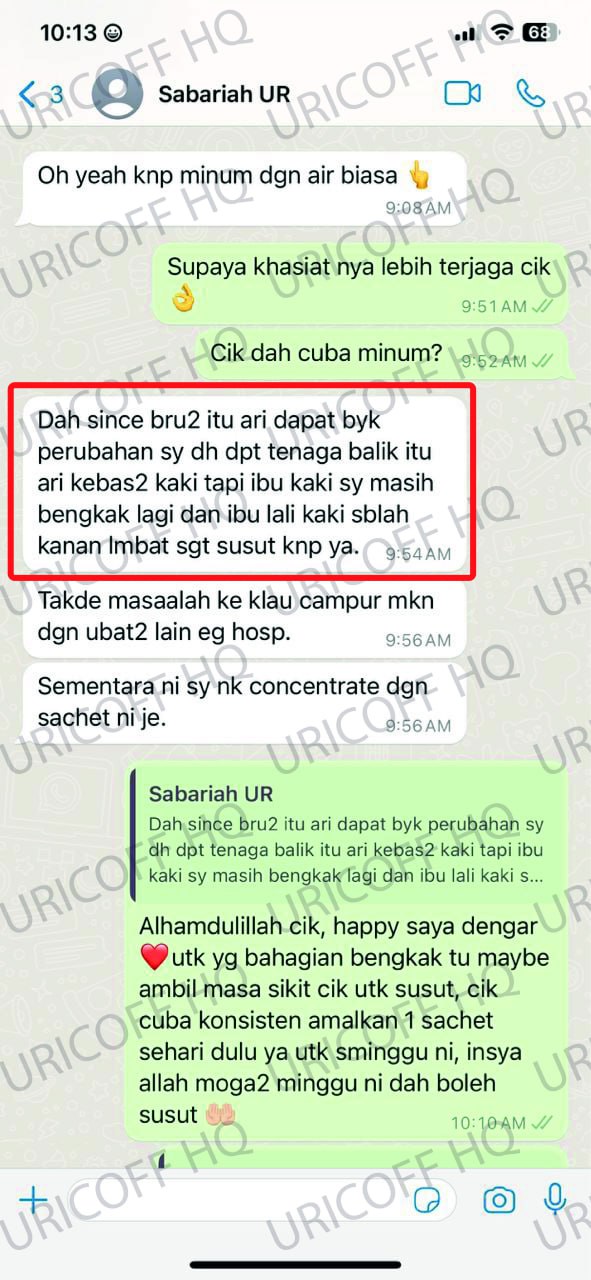 testimoni sabariah pengguna ubat gout uricoff